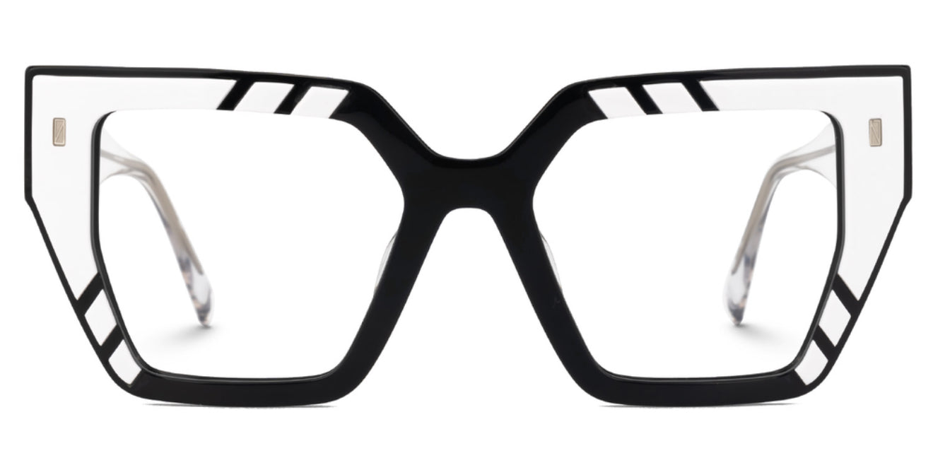 White Black Retro Eyeglasses