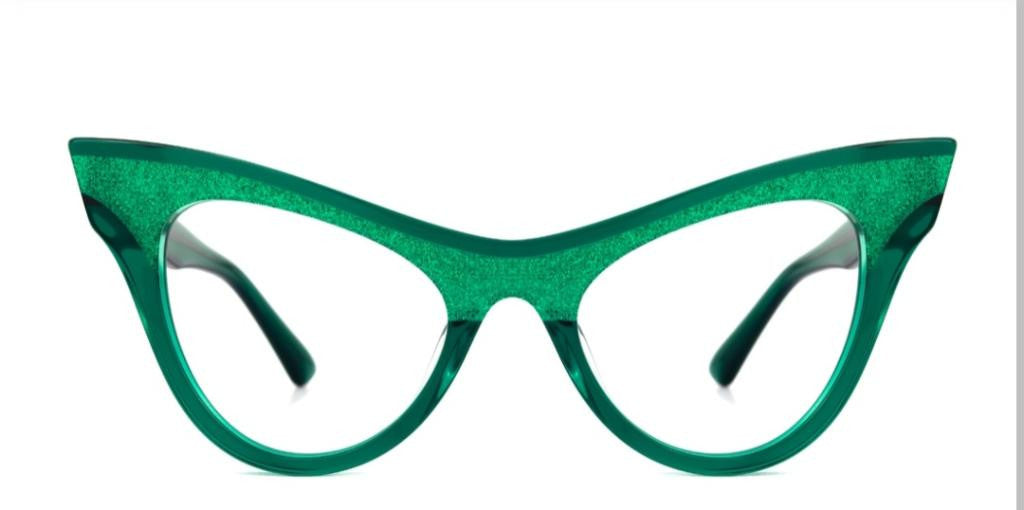 Green cat eye glasses