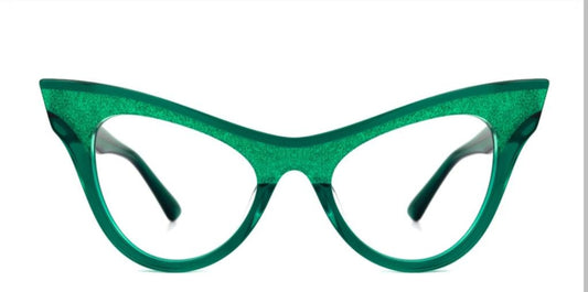 Green cat eye glasses