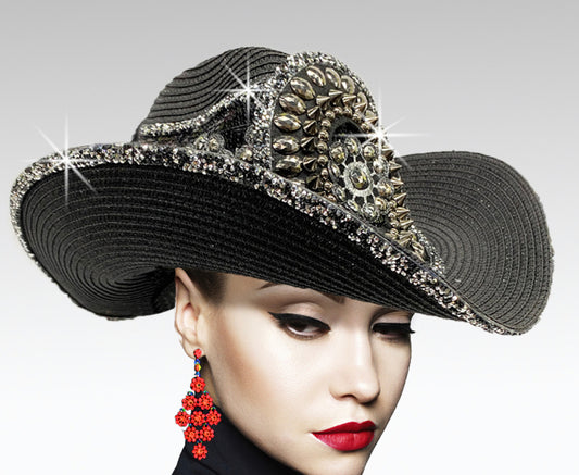 The Adelaide Western Hat is accented with a dark silver nail heads and crushed crystals.