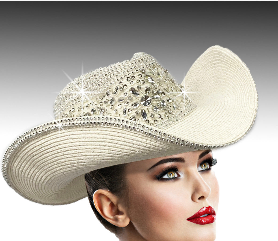 Cool white ice crystal embellished cowboy hat.