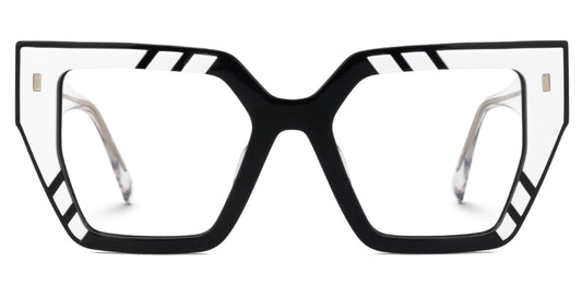White Black Retro Eyeglasses